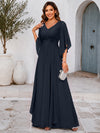 Chiffon A-Line V Neck Mother of the Bride Dresses with Lace Applique