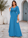 Chiffon A-Line V Neck Mother of the Bride Dresses with Lace Applique