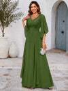Chiffon A-Line V Neck Mother of the Bride Dresses with Lace Applique