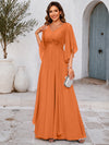 Chiffon A-Line V Neck Mother of the Bride Dresses with Lace Applique
