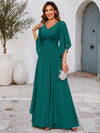 Chiffon A-Line V Neck Mother of the Bride Dresses with Lace Applique