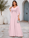 Chiffon A-Line V Neck Mother of the Bride Dresses with Lace Applique