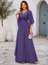 Chiffon A-Line V Neck Mother of the Bride Dresses with Lace Applique