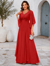 Chiffon A-Line V Neck Mother of the Bride Dresses with Lace Applique