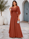 Chiffon A-Line V Neck Mother of the Bride Dresses with Lace Applique