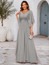 Chiffon A-Line V Neck Mother of the Bride Dresses with Lace Applique