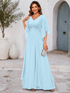 Chiffon A-Line V Neck Mother of the Bride Dresses with Lace Applique