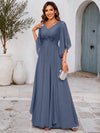 Chiffon A-Line V Neck Mother of the Bride Dresses with Lace Applique