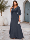 Chiffon A-Line V Neck Mother of the Bride Dresses with Lace Applique