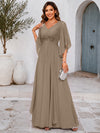 Chiffon A-Line V Neck Mother of the Bride Dresses with Lace Applique