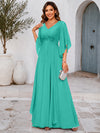 Chiffon A-Line V Neck Mother of the Bride Dresses with Lace Applique