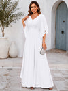 Chiffon A-Line V Neck Mother of the Bride Dresses with Lace Applique