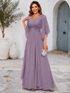 Chiffon A-Line V Neck Mother of the Bride Dresses with Lace Applique
