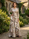 Jacquard A-Line Crew Neck Mother of the Bride Dresses with Ruffles
