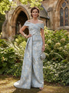 Jacquard Mermaid Off Shoulder Mother of the Bride Dresses with Pleated