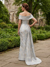 Jacquard Mermaid Off Shoulder Mother of the Bride Dresses with Pleated