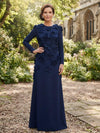 Jersey A-Line Crew Neck Mother of the Bride Dresses with 3D Flowers