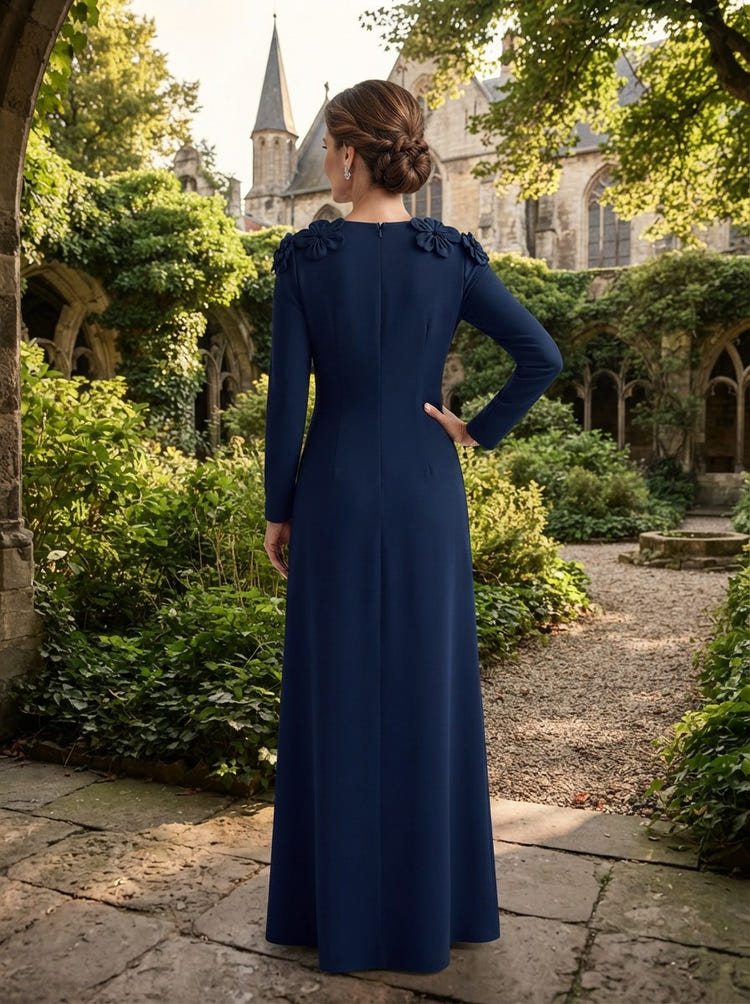 Jersey A-Line Crew Neck Mother of the Bride Dresses with 3D Flowers