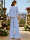 Chiffon Pantsuit Crew Neck Mother of the Bride Pantsuits with Sequin