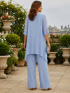 Chiffon Pantsuit Crew Neck Mother of the Bride Pantsuits with Jacket