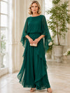 Chiffon Pantsuit Crew Neck Mother of the Bride Pantsuits with Ruffles