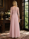 Chiffon Pantsuit Crew Neck Mother of the Bride Pantsuits with Lace Applique