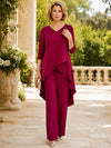 Chiffon Pantsuit V Neck Mother of the Bride Pantsuits with