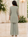 Chiffon Pantsuit Crew Neck Mother of the Bride Pantsuits with Jacket