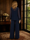 Chiffon Pantsuit Cowl Neck Mother of the Bride Pantsuits with Jacket