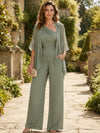 Chiffon Pantsuit One Shoulder Mother of the Bride Pantsuits with Jacket