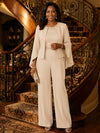 Jersey Pantsuit Crew Neck Mother of the Bride Pantsuits with Jacket