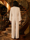 Jersey Pantsuit Crew Neck Mother of the Bride Pantsuits with Jacket