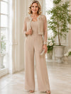 Jersey Pantsuit Spaghetti Straps Mother of the Bride Pantsuits with Jacket