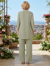 Chiffon Pantsuit Crew Neck Mother of the Bride Pantsuits with Jacket