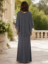 Chiffon Pantsuit V Neck Mother of the Bride Dresses with Caps