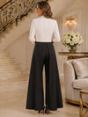 Jersey Pantsuit Stand Collar Mother of the Bride Pantsuits with Sash