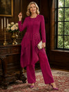 Chiffon Pantsuit Crew Neck Mother of the Bride Pantsuits with Jacket