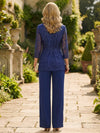 Chiffon Pantsuit Crew Neck Mother of the Bride Pantsuits with Sash