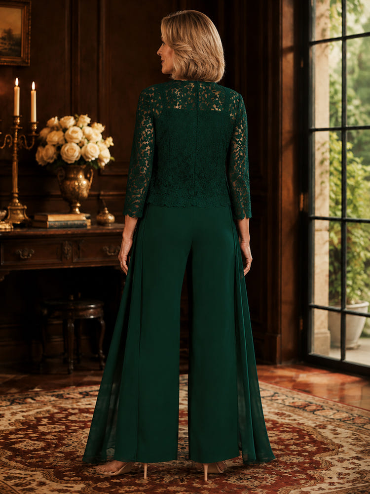 Chiffon Pantsuit Spaghetti Straps Mother of the Bride Pantsuits with Jacket