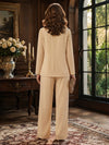 Chiffon Pantsuit Crew Neck Mother of the Bride Pantsuits with Sequin Embroidery