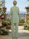Chiffon Pantsuit Crew Neck Mother of the Bride Pantsuits with Jacket