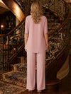Chiffon Pantsuit Crew Neck Mother of the Bride Pantsuits with Keyhole