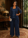 Chiffon Pantsuit Spaghetti Straps Mother of the Bride Pantsuits with Jacket