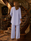 Chiffon Pantsuit V Neck Mother of the Bride Pantsuits with Jacket