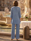 Chiffon Pantsuit Crew Neck Mother of the Bride Pantsuits with Jacket