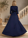 Satin Pantsuit Crew Neck Mother of the Bride Pantsuits with Wraps