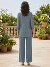 Chiffon Pantsuit Crew Neck Mother of the Bride Pantsuits with Jacket