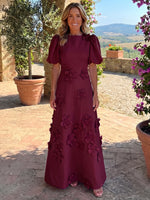 Jersey A-Line Crew Neck Mother of the Bride Dresses with 3D Flowers
