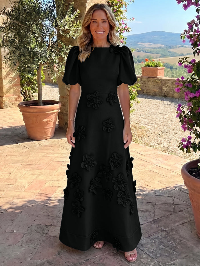 Jersey A-Line Crew Neck Mother of the Bride Dresses with 3D Flowers