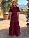 Jersey A-Line Crew Neck Mother of the Bride Dresses with 3D Flowers